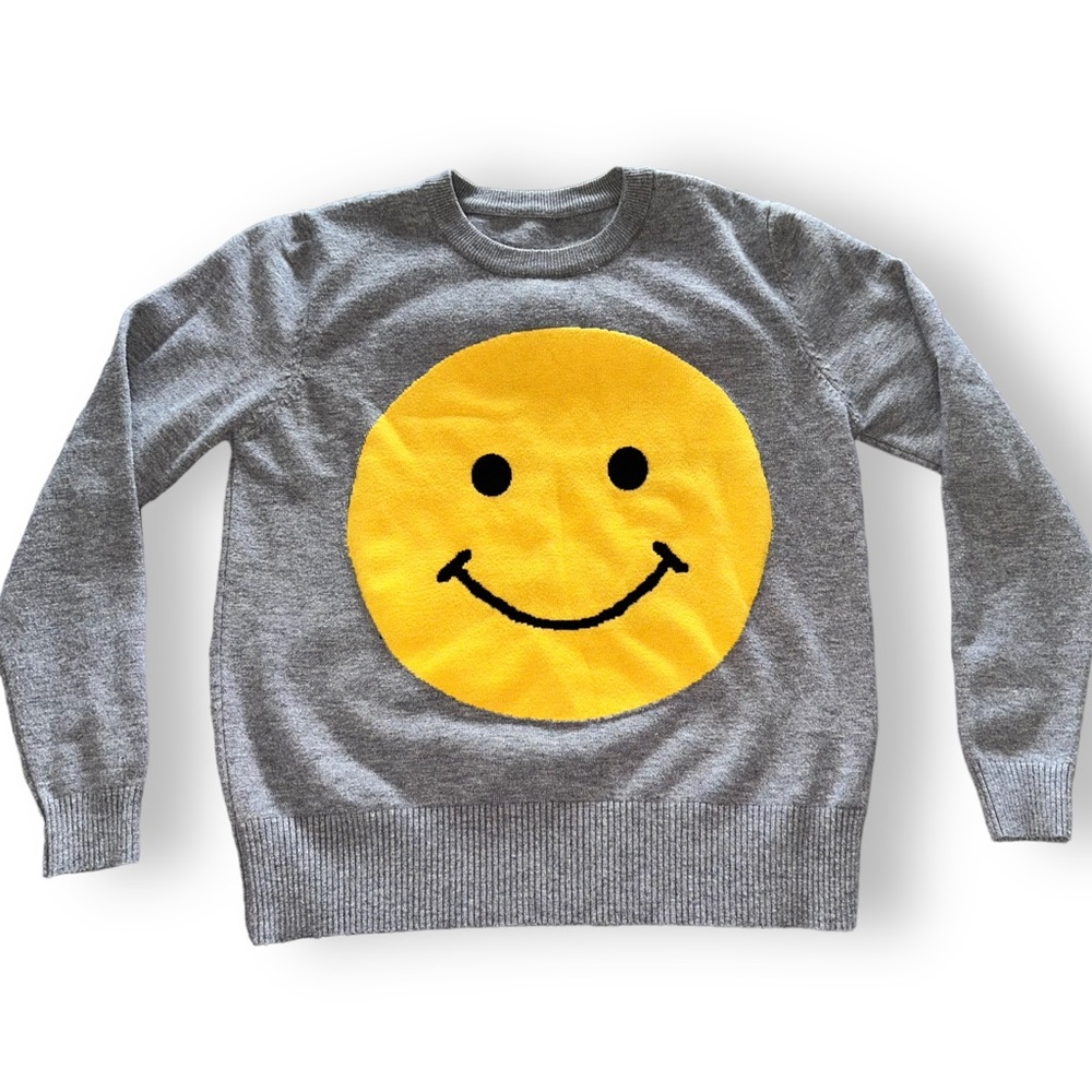 Smiley Face Jacquard Sweater - Size Small